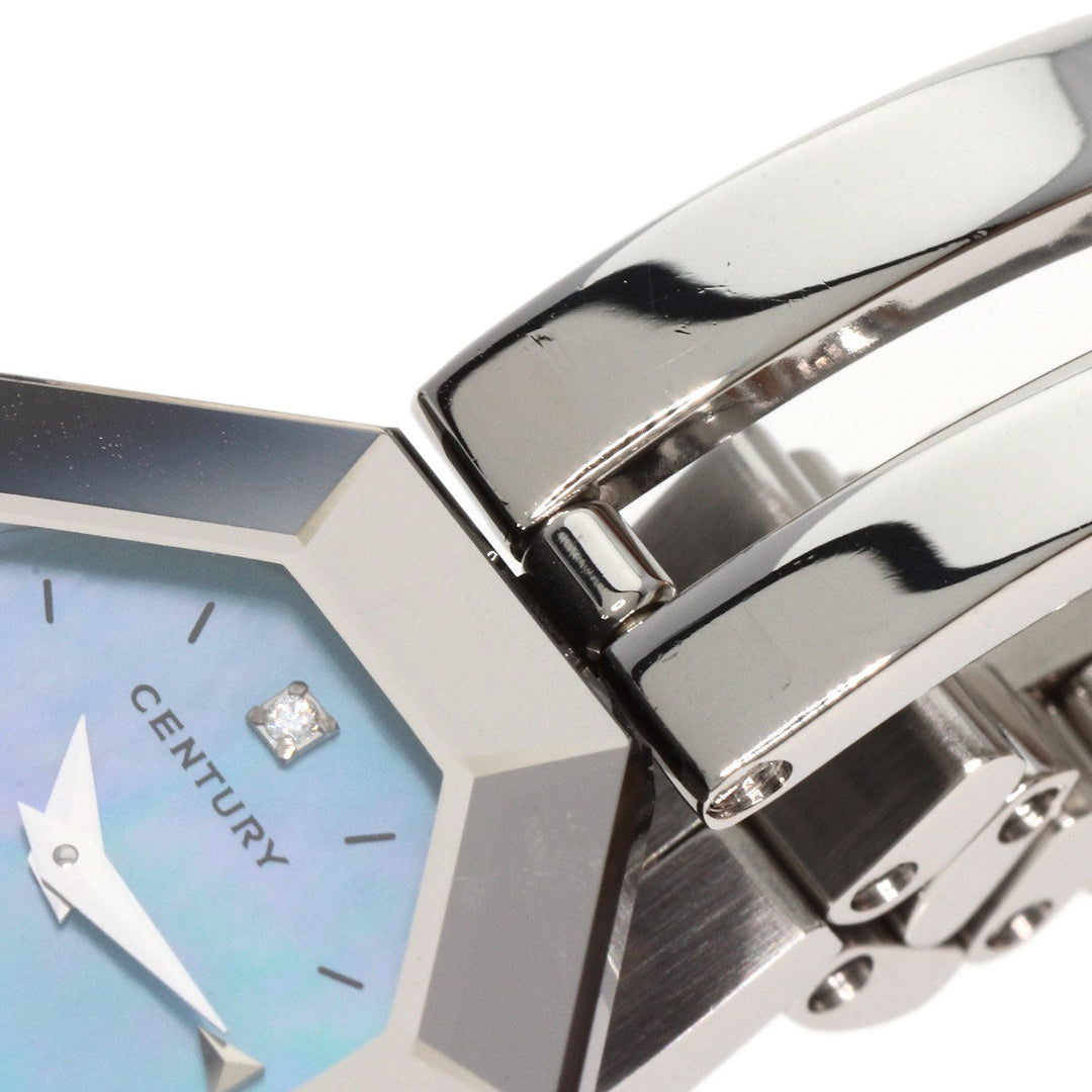 CENTURY Watches Quartz Stainless Steel , Stainless Steel Silver Time gem Blue shell dial Women Used Authentic