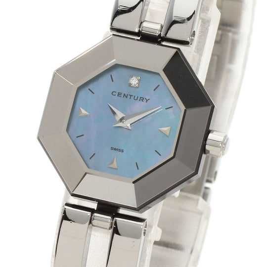 CENTURY Watches Quartz Stainless Steel , Stainless Steel Silver Time gem Blue shell dial Women Used Authentic