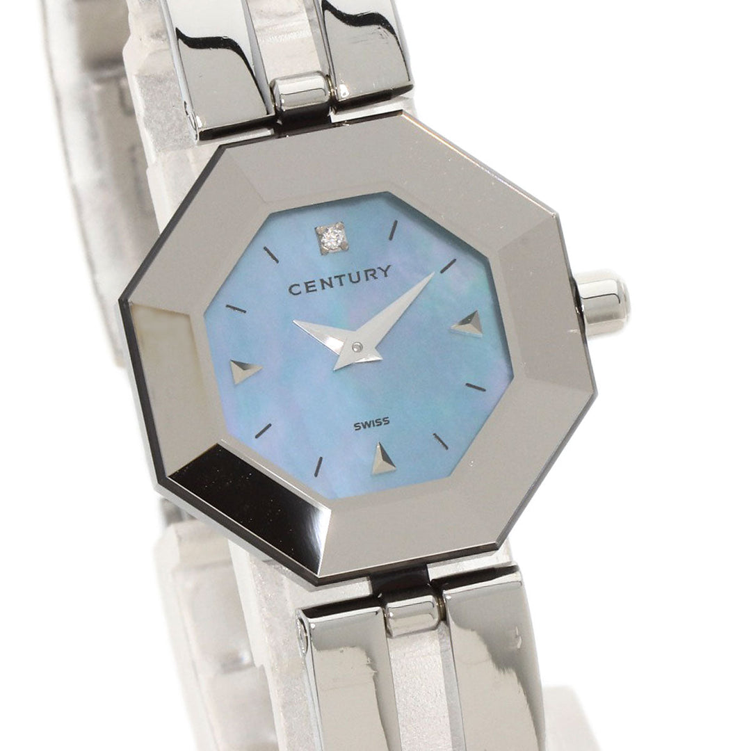 CENTURY Watches Quartz Stainless Steel , Stainless Steel Silver Time gem Blue shell dial Women Used Authentic