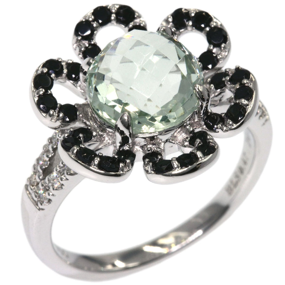 Ponte Vecchio Ring K18WG Silver Green Quartz Bloodstone Diamond