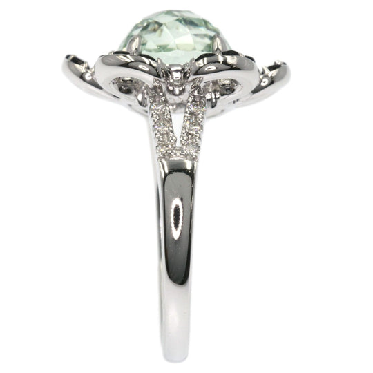 Ponte Vecchio Ring K18WG Silver Green Quartz Bloodstone Diamond