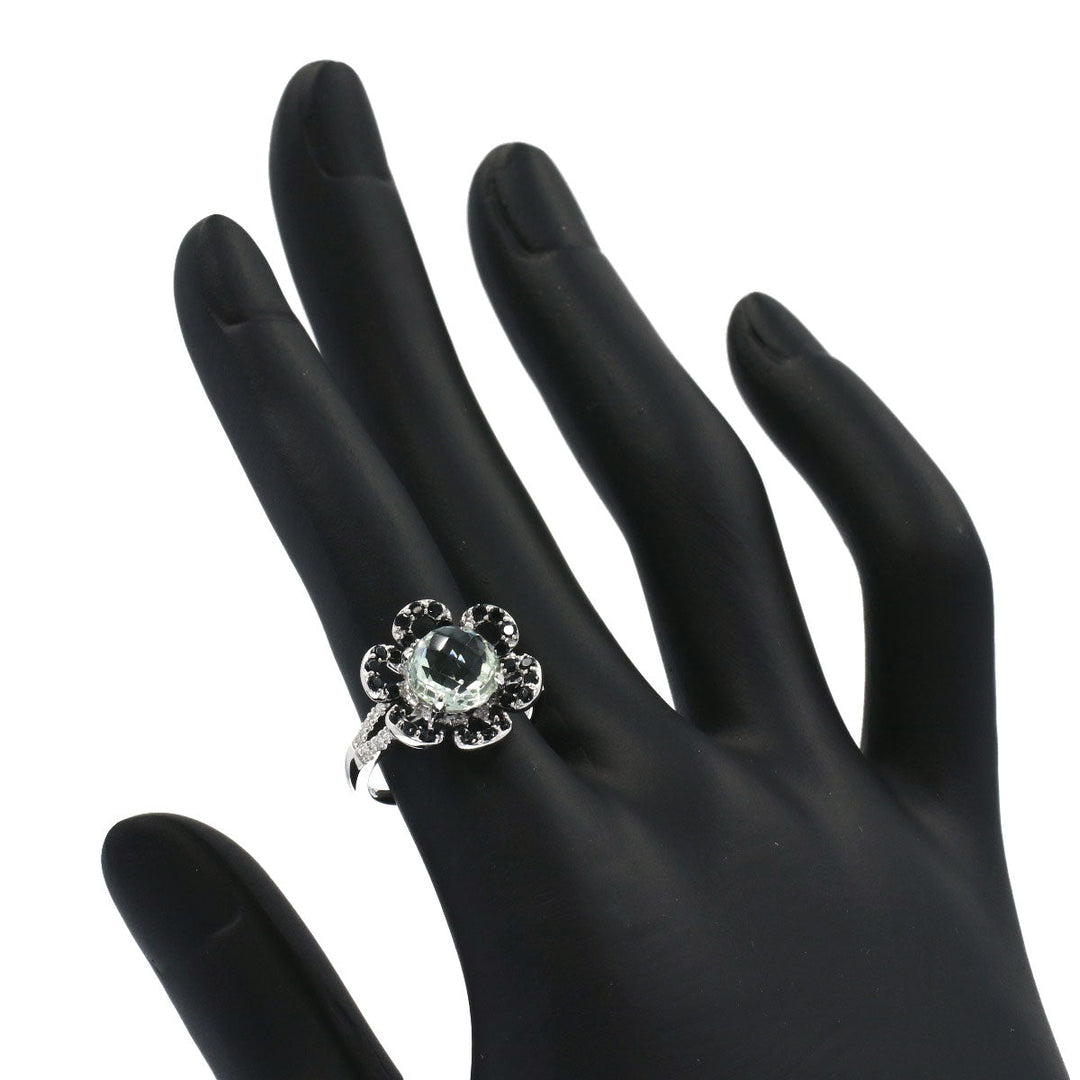 Ponte Vecchio Ring K18WG Silver Green Quartz Bloodstone Diamond