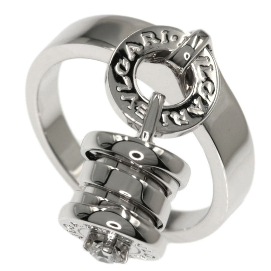 BVLGARI Ring K18WG Silver Element Diamond Women Used Authentic