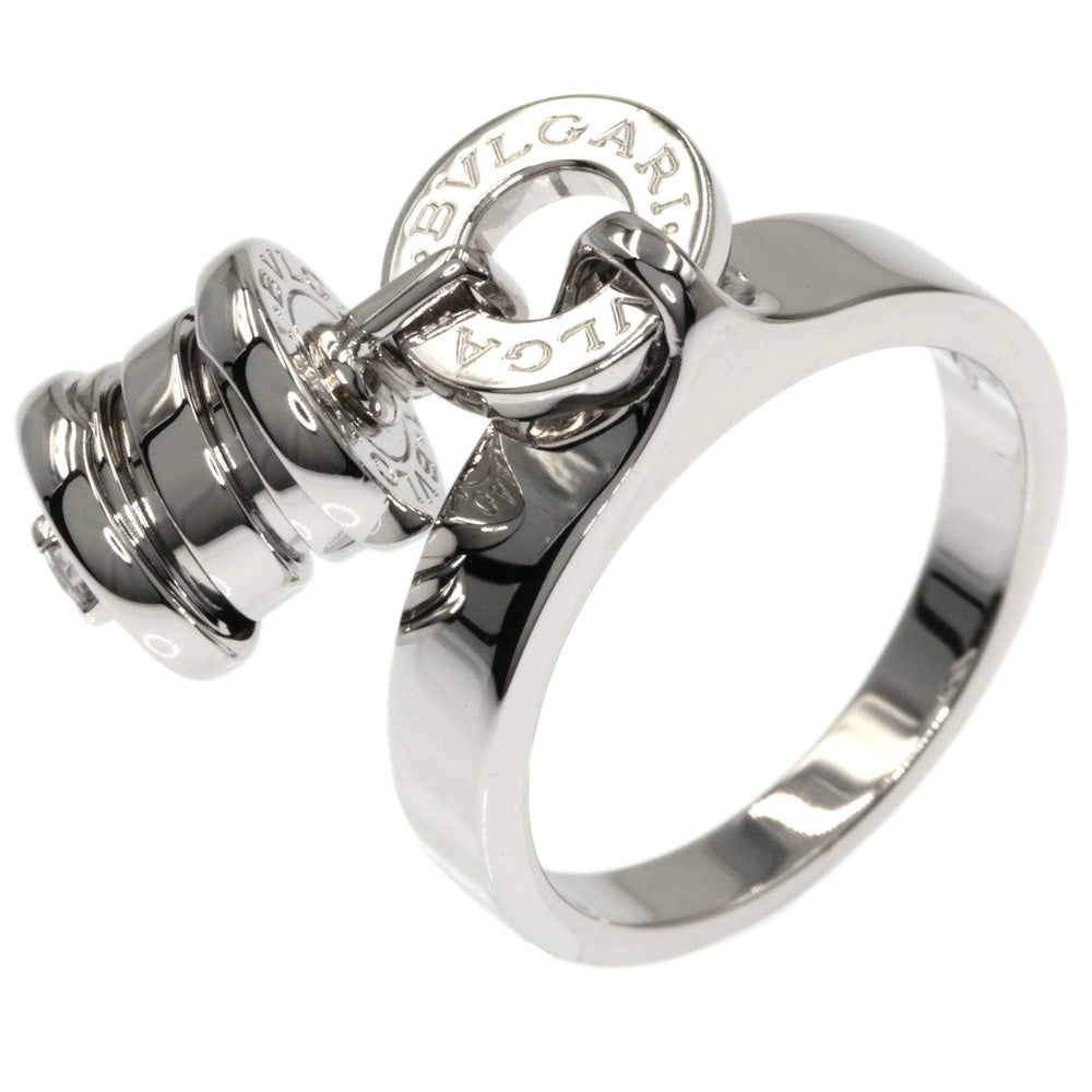 BVLGARI Ring K18WG Silver Element Diamond Women Used Authentic
