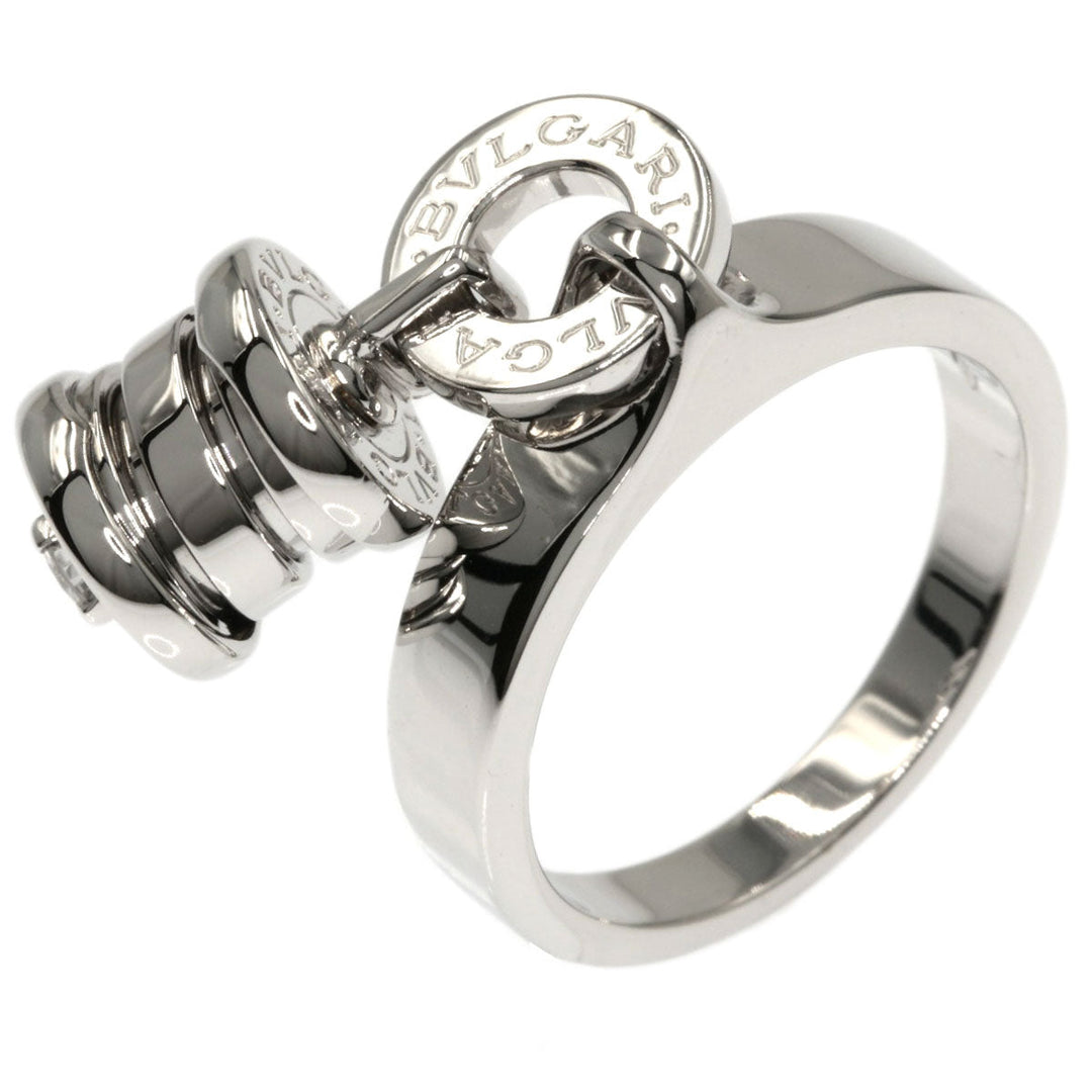 BVLGARI Ring K18WG Silver Element Diamond Women Used Authentic