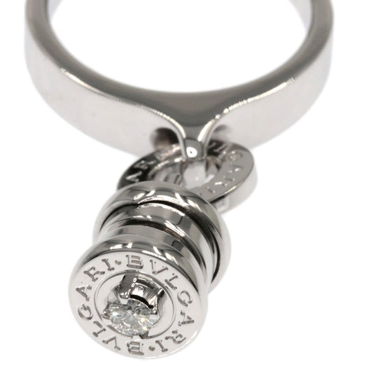 BVLGARI Ring K18WG Silver Element Diamond Women Used Authentic