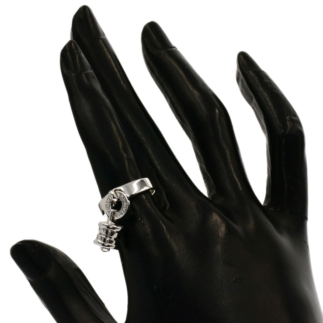 BVLGARI Ring K18WG Silver Element Diamond Women Used Authentic