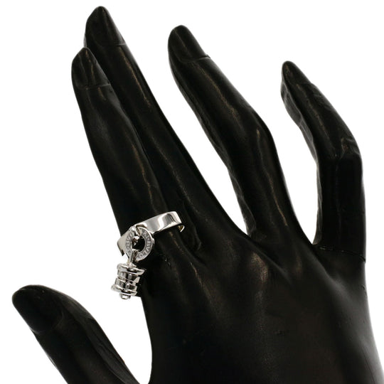 BVLGARI Ring K18WG Silver Element Diamond Women Used Authentic