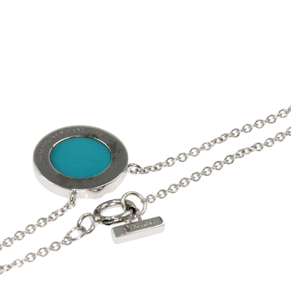 TIFFANY&Co. Necklace K18WG Silver T to Circle Women Used Authentic