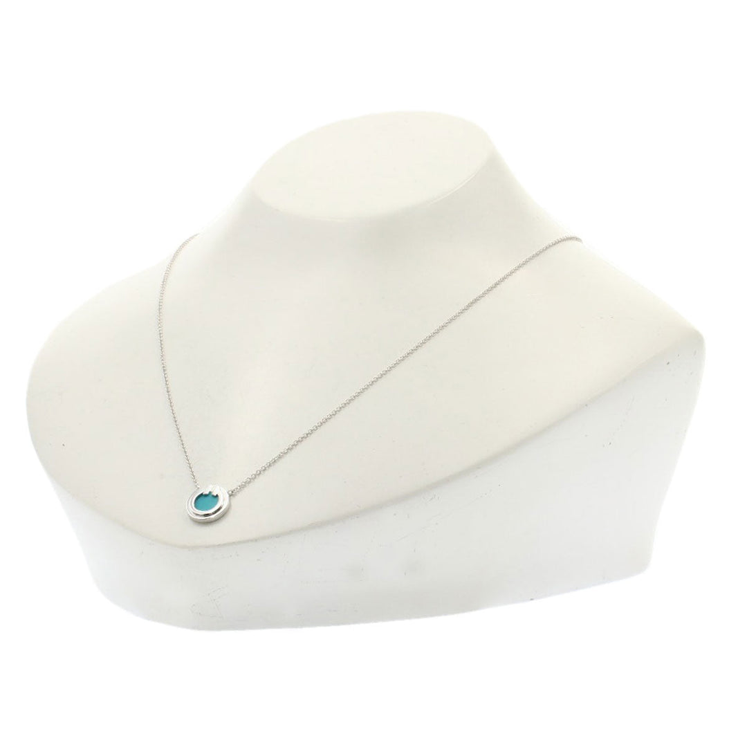 TIFFANY&Co. Necklace K18WG Silver T to Circle Women Used Authentic