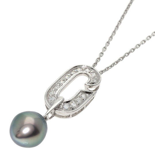 MIKIMOTO Necklace K14WG Silver South Sea Black Pearl Pearl Diamond Women Used Authentic