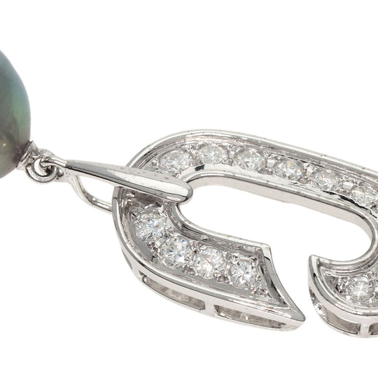 MIKIMOTO Necklace K14WG Silver South Sea Black Pearl Pearl Diamond Women Used Authentic