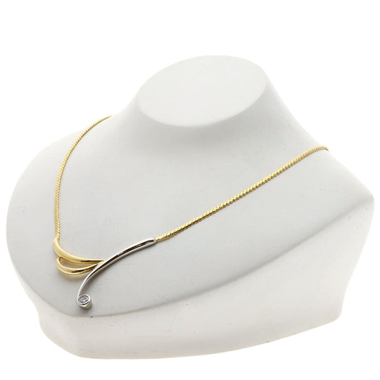 TASAKI Necklace K18YG , PT900 gold Diamond combination Women Used Authentic