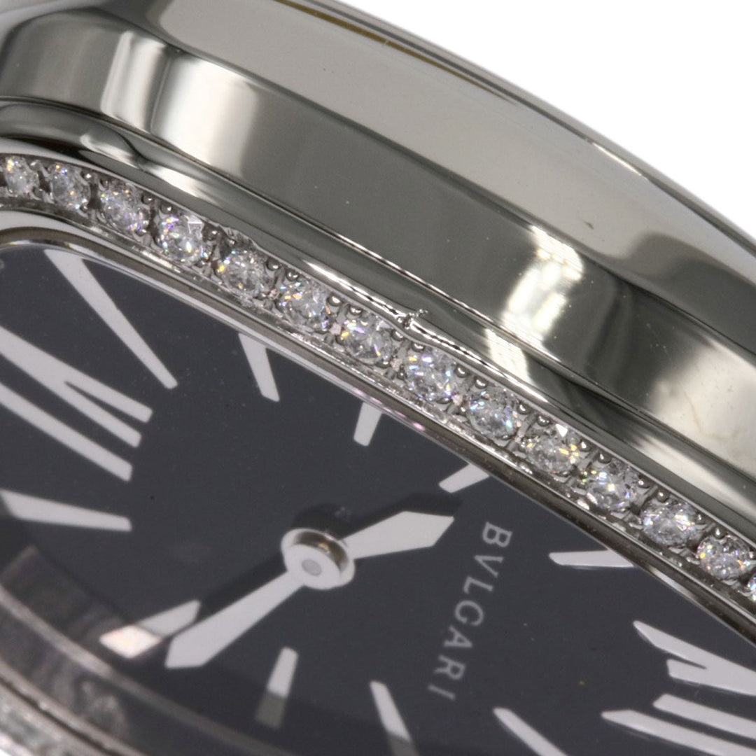 BVLGARI Watches Quartz SP32BSDL Stainless Steel, Leather, Diamond Silver Serpenti Bezel Diamond black dial Women Used Authentic
