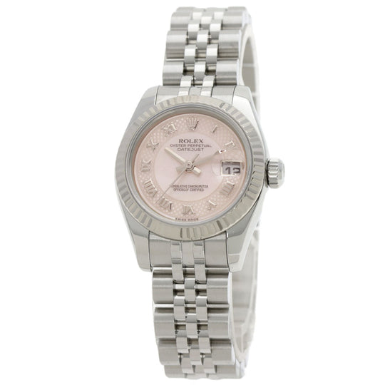 ROLEX Watches Mechanical Automatic 179174NRD Stainless Steel , Stainless Steel , K18WG Silver Datejust Pink shell dial Women Used Authentic