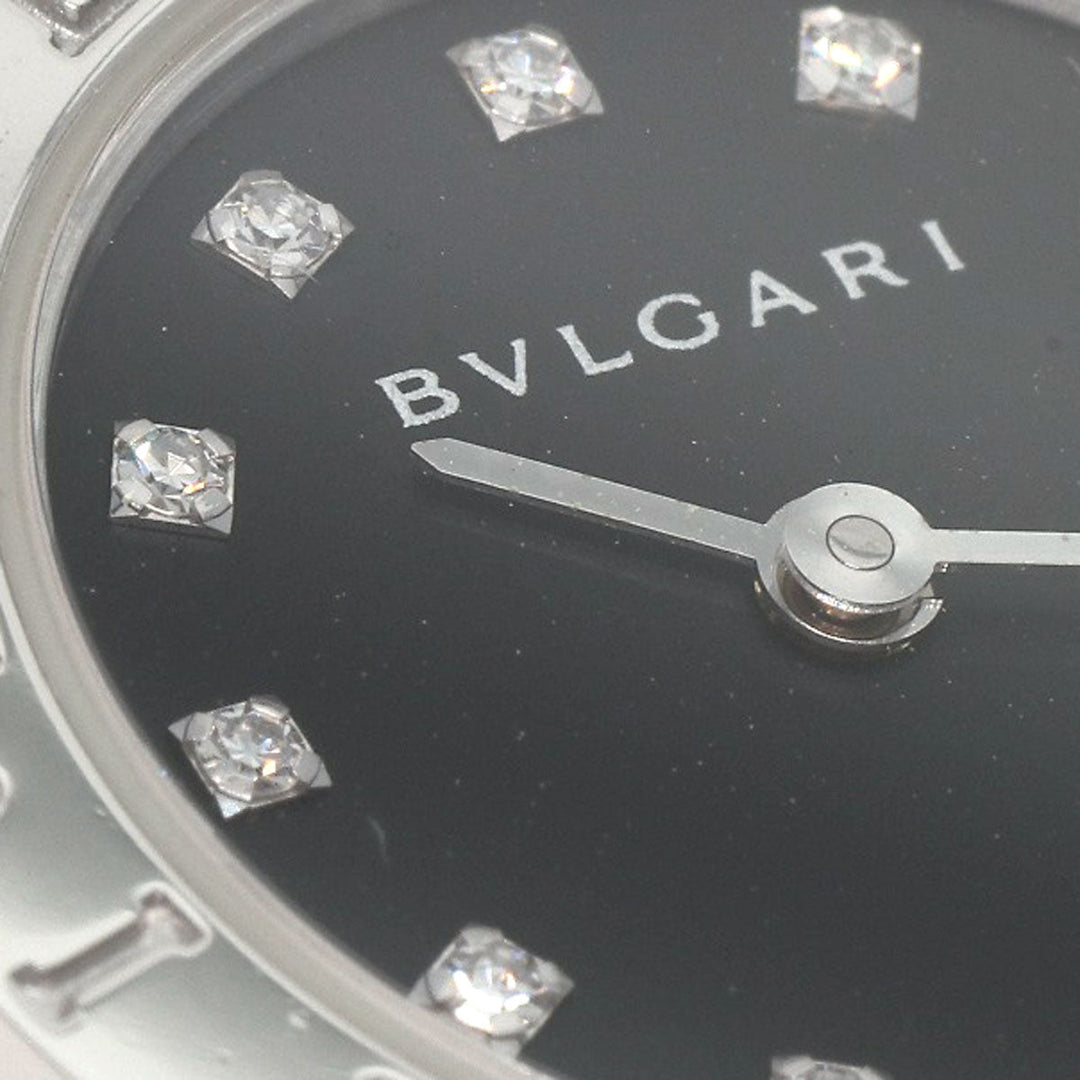 BVLGARI Watches Quartz BB23SS/12 Stainless Steel , Stainless Steel Silver BVLGARI BVLGARI 12P Diamond black dial Women Used Authentic