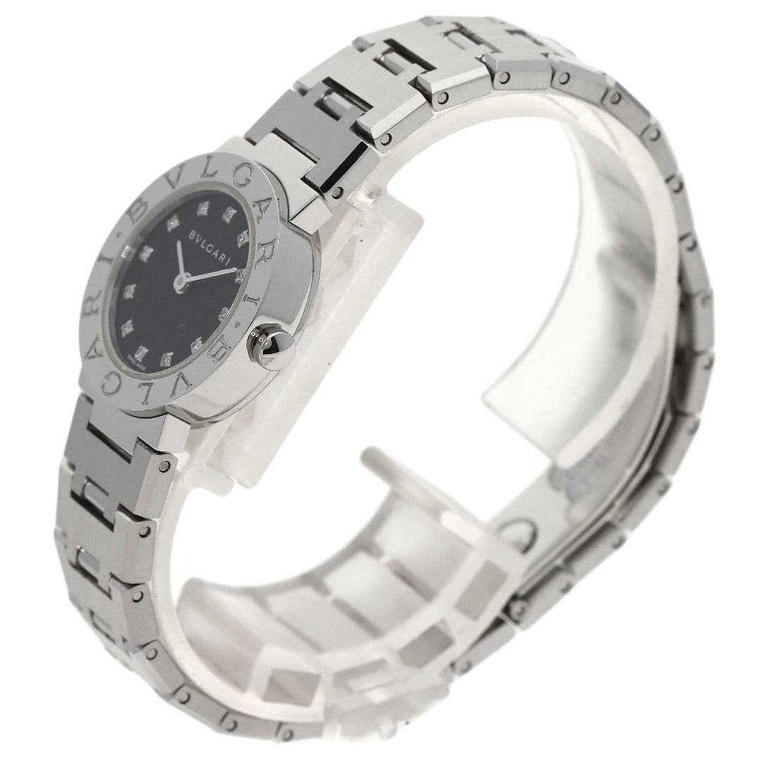 BVLGARI Watches Quartz BB23SS/12 Stainless Steel , Stainless Steel Silver BVLGARI BVLGARI 12P Diamond black dial Women Used Authentic