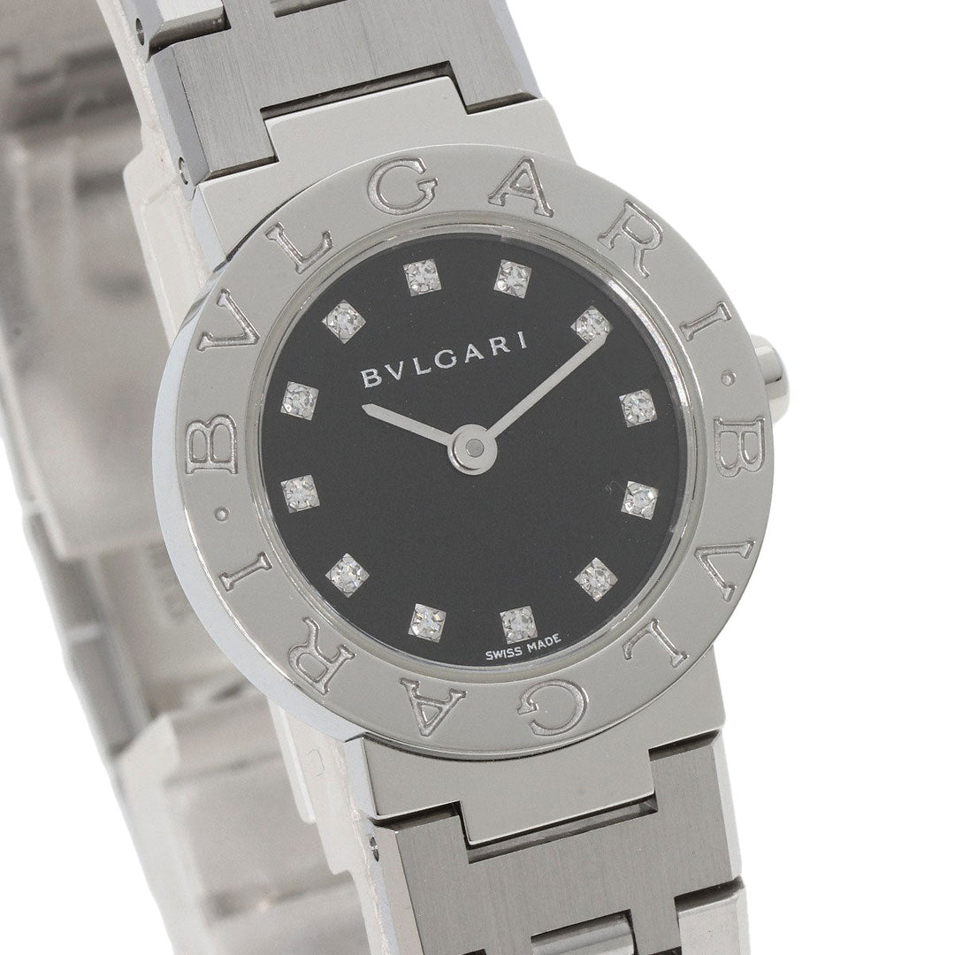BVLGARI Watches Quartz BB23SS/12 Stainless Steel , Stainless Steel Silver BVLGARI BVLGARI 12P Diamond black dial Women Used Authentic
