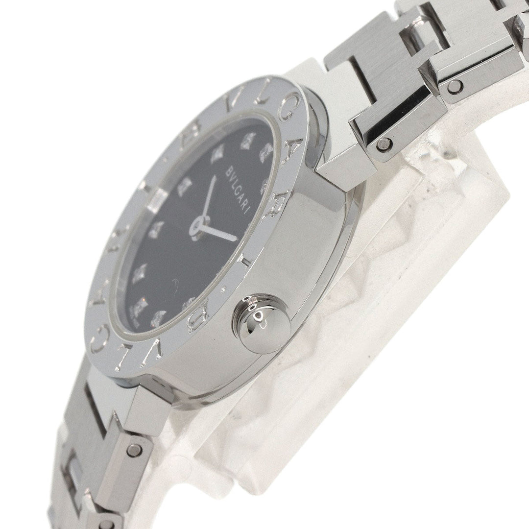 BVLGARI Watches Quartz BB23SS/12 Stainless Steel , Stainless Steel Silver BVLGARI BVLGARI 12P Diamond black dial Women Used Authentic