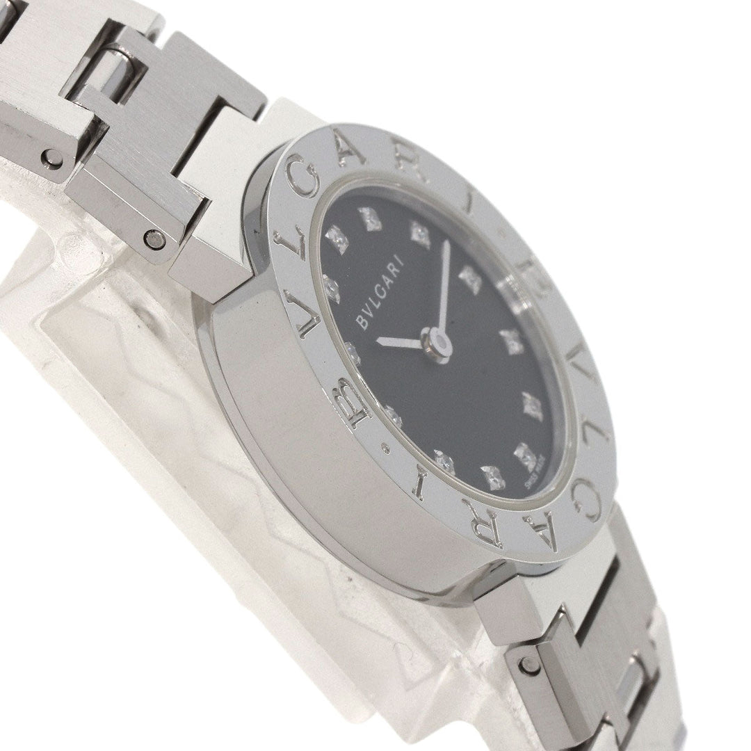 BVLGARI Watches Quartz BB23SS/12 Stainless Steel , Stainless Steel Silver BVLGARI BVLGARI 12P Diamond black dial Women Used Authentic