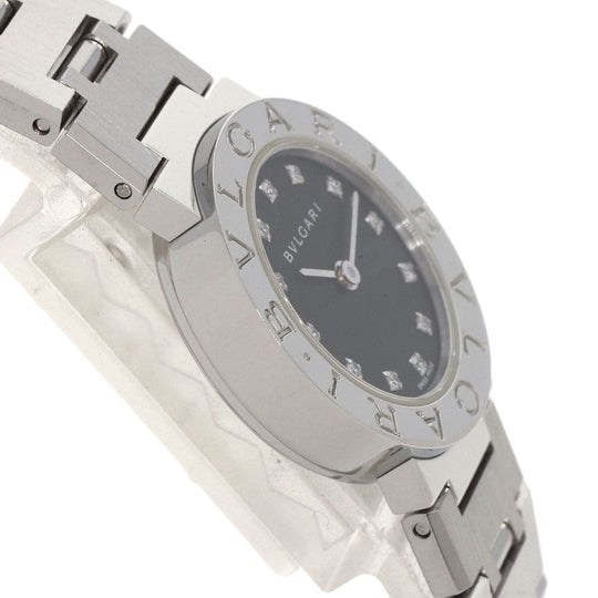 BVLGARI Watches Quartz BB23SS/12 Stainless Steel , Stainless Steel Silver BVLGARI BVLGARI 12P Diamond black dial Women Used Authentic