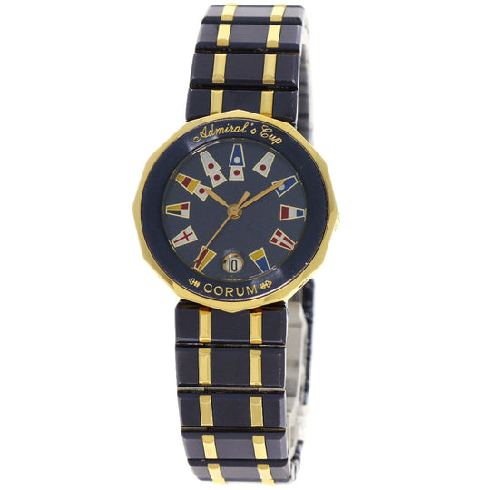 CORUM Watches Quartz 39.610.31V52 Stainless Steel , SSxK18YG , K18YG gold Admirals C Gun Metal Blue dial Women Used Authentic