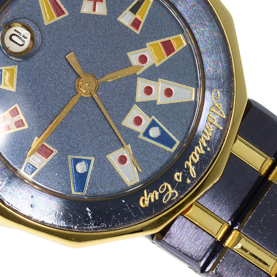 CORUM Watches Quartz 39.610.31V52 Stainless Steel , SSxK18YG , K18YG gold Admirals C Gun Metal Blue dial Women Used Authentic