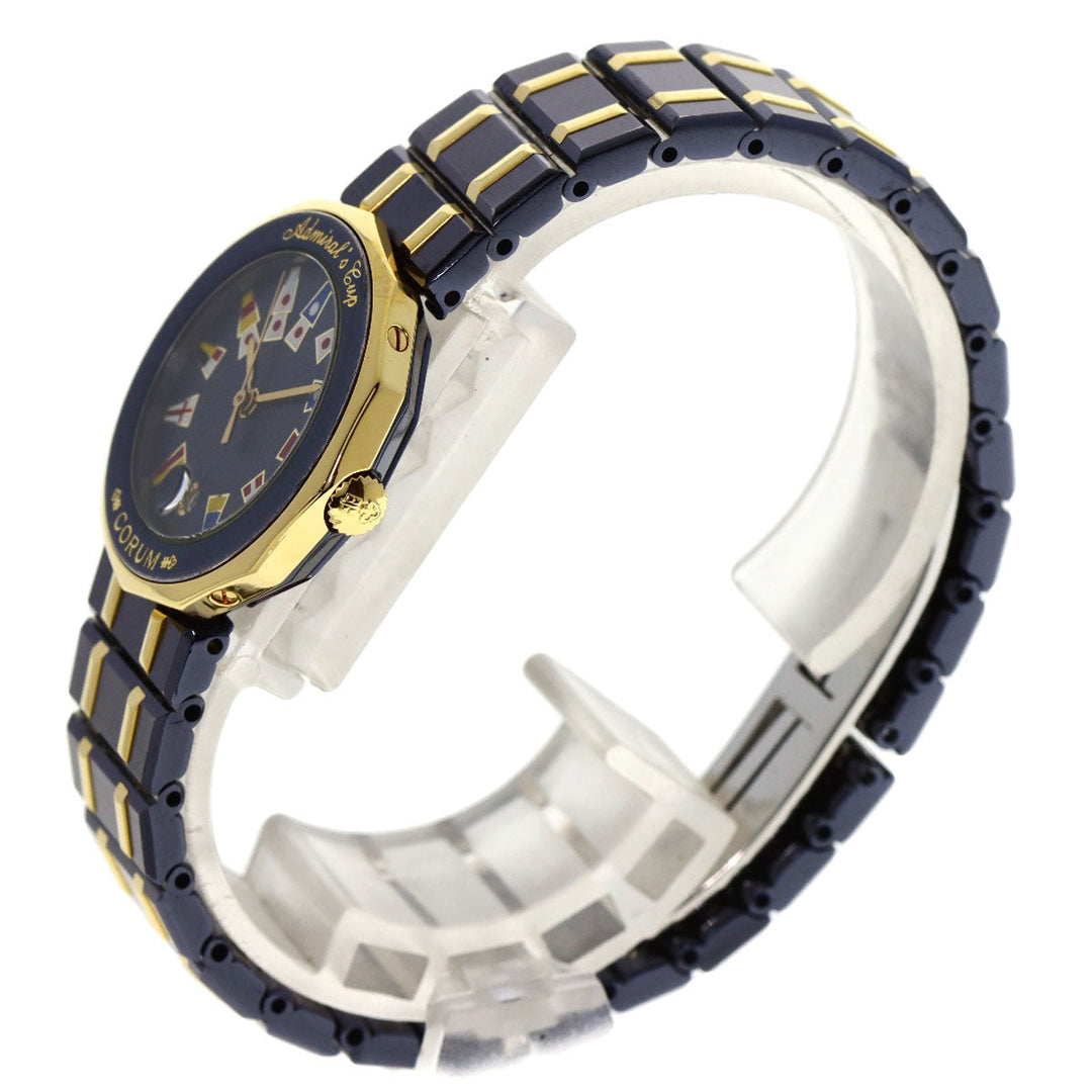 CORUM Watches Quartz 39.610.31V52 Stainless Steel , SSxK18YG , K18YG gold Admirals C Gun Metal Blue dial Women Used Authentic