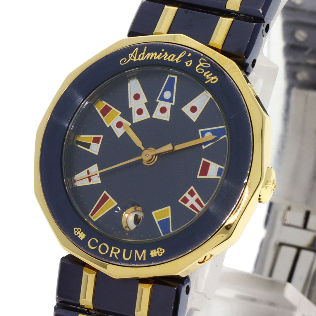CORUM Watches Quartz 39.610.31V52 Stainless Steel , SSxK18YG , K18YG gold Admirals C Gun Metal Blue dial Women Used Authentic