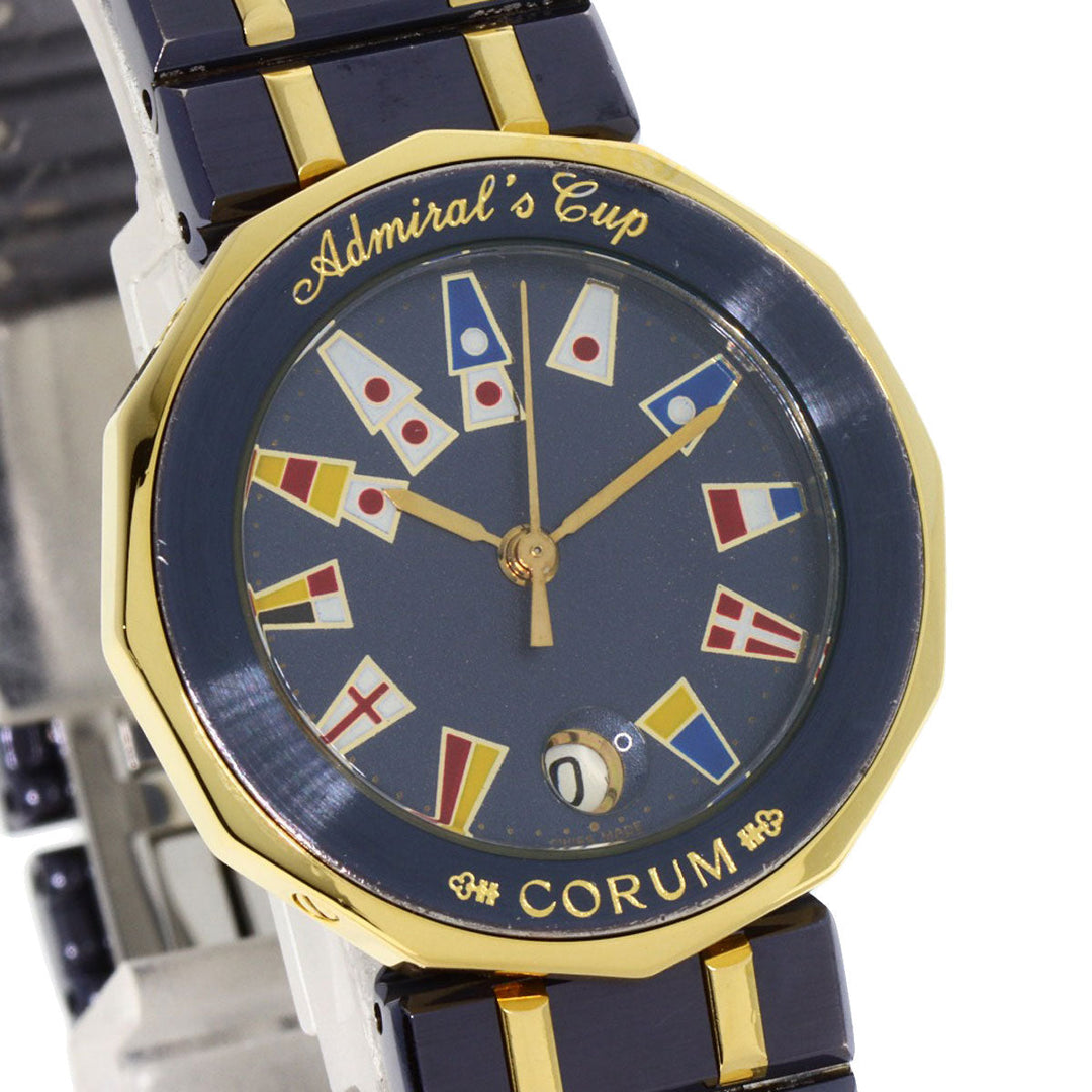 CORUM Watches Quartz 39.610.31V52 Stainless Steel , SSxK18YG , K18YG gold Admirals C Gun Metal Blue dial Women Used Authentic