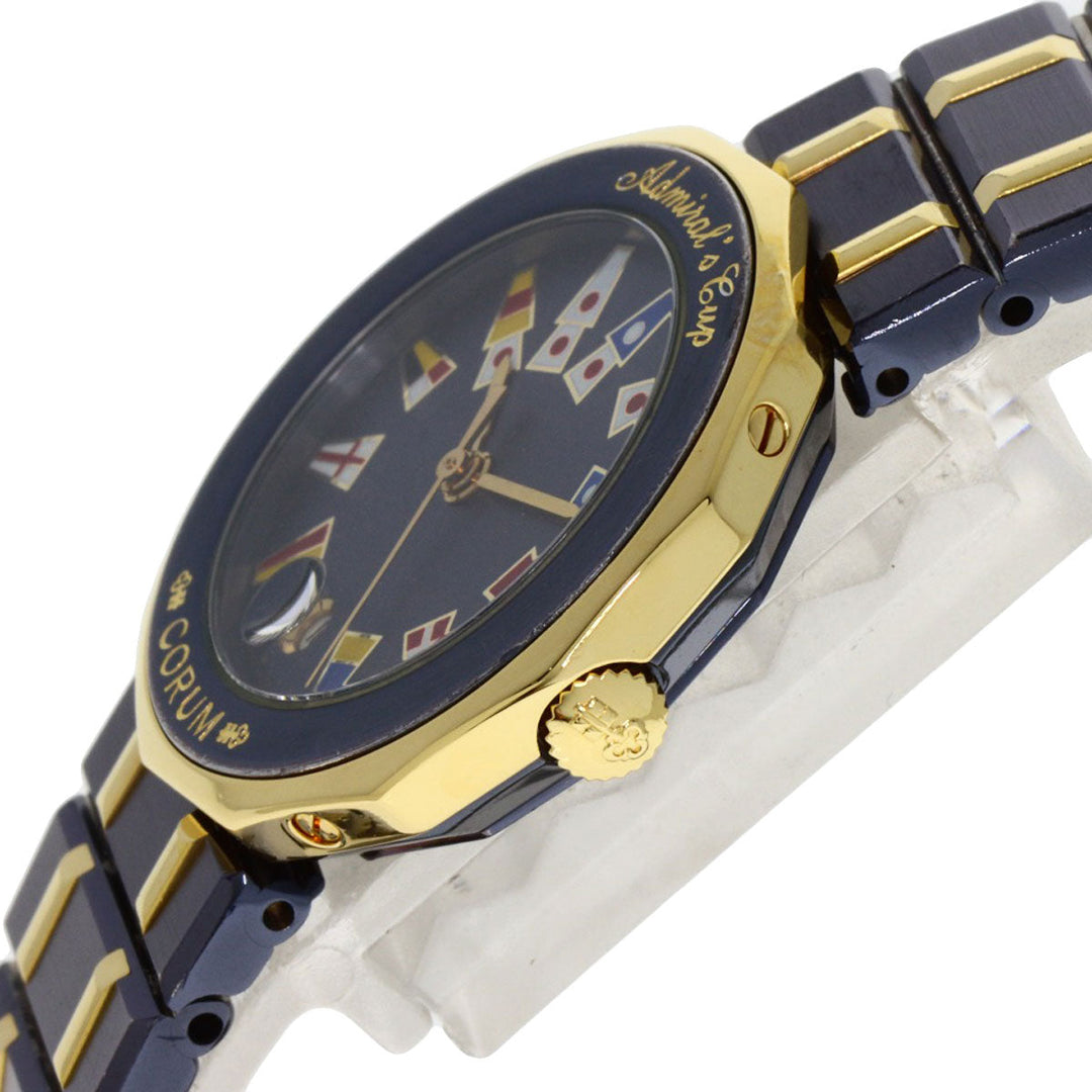 CORUM Watches Quartz 39.610.31V52 Stainless Steel , SSxK18YG , K18YG gold Admirals C Gun Metal Blue dial Women Used Authentic
