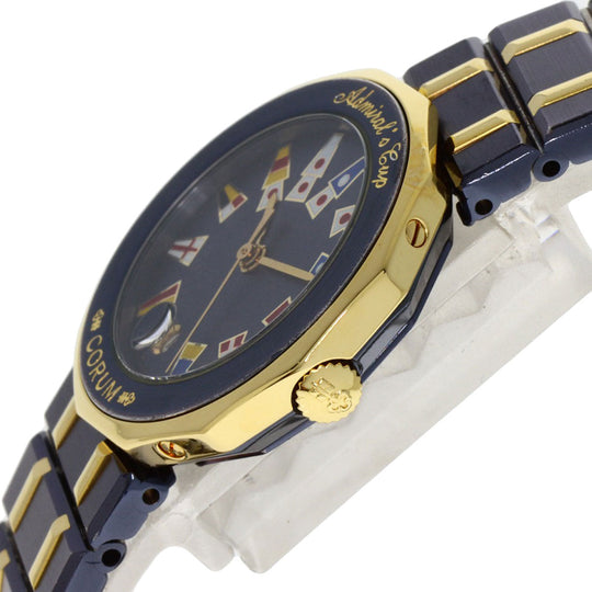 CORUM Watches Quartz 39.610.31V52 Stainless Steel , SSxK18YG , K18YG gold Admirals C Gun Metal Blue dial Women Used Authentic