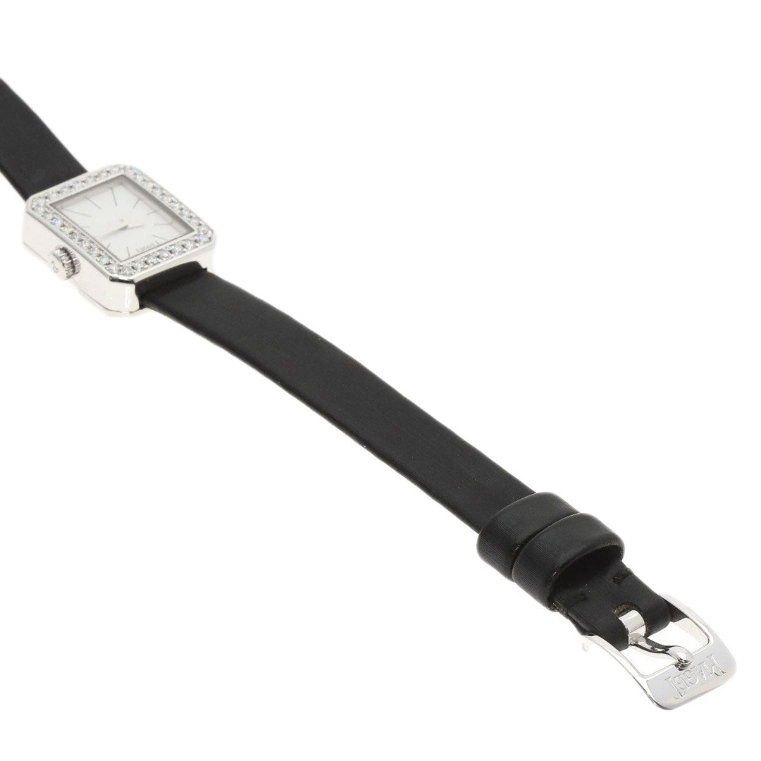 PIAGET Watches Quartz G0A34502 P10691 K18WG, leather Silver Mini Protocol Diamond Bezel white dial Women Used Authentic