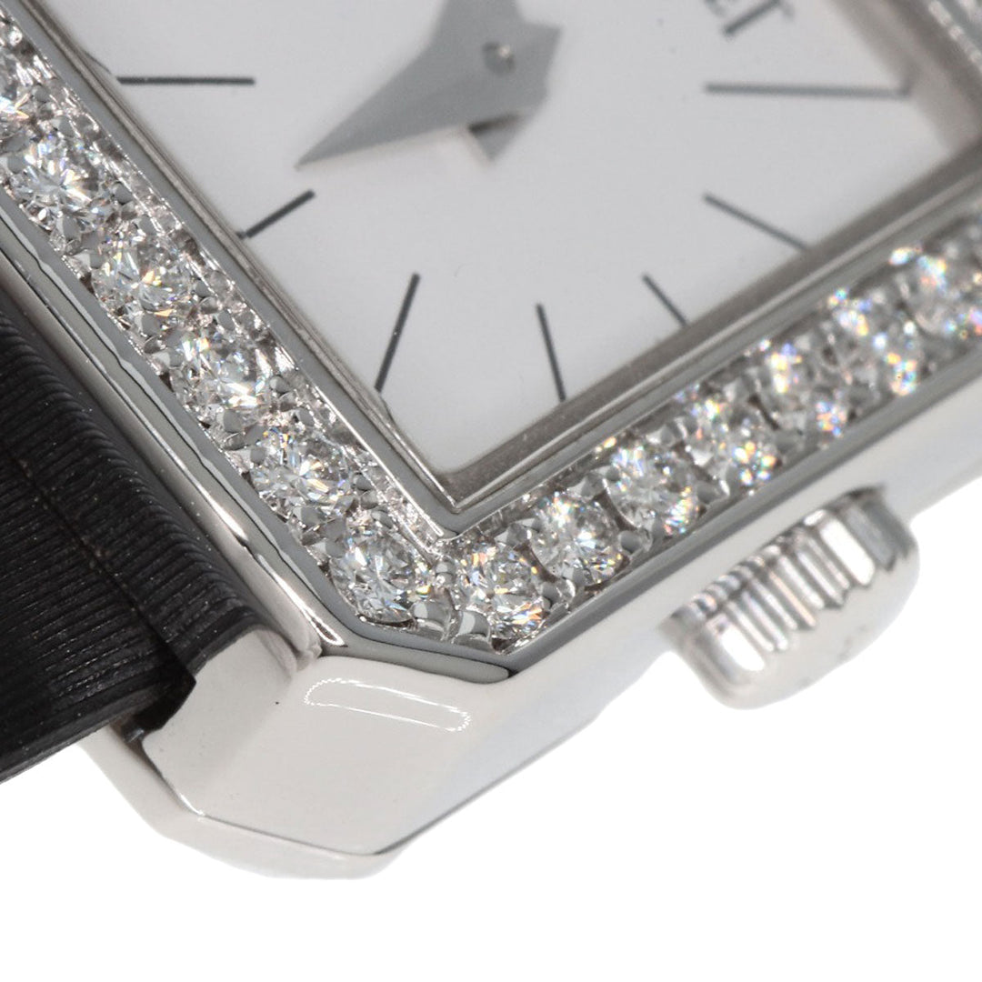 PIAGET Watches Quartz G0A34502 P10691 K18WG, leather Silver Mini Protocol Diamond Bezel white dial Women Used Authentic