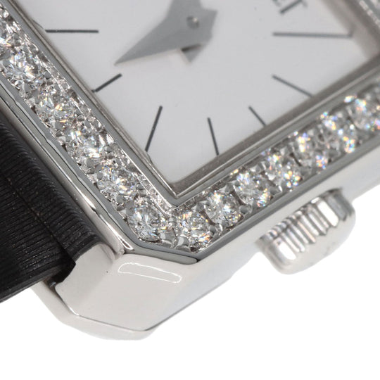 PIAGET Watches Quartz G0A34502 P10691 K18WG, leather Silver Mini Protocol Diamond Bezel white dial Women Used Authentic