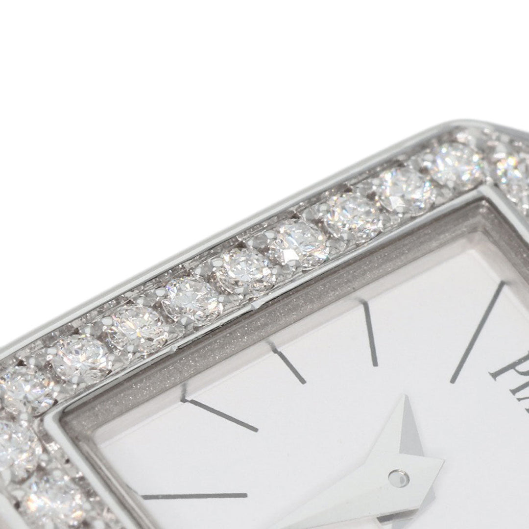 PIAGET Watches Quartz G0A34502 P10691 K18WG, leather Silver Mini Protocol Diamond Bezel white dial Women Used Authentic
