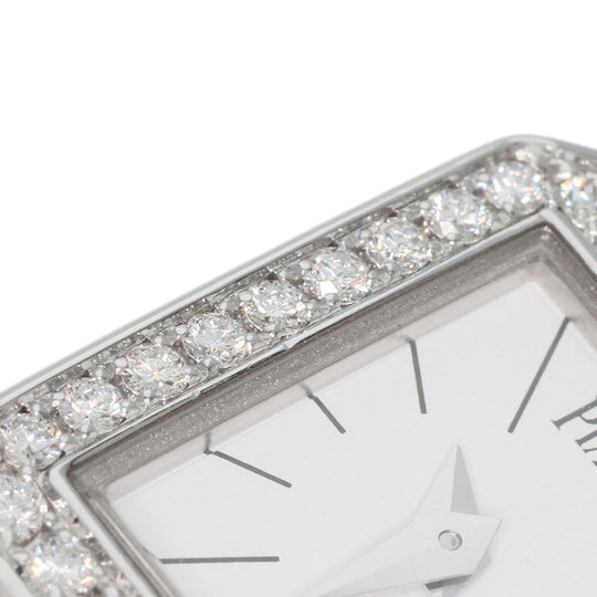 PIAGET Watches Quartz G0A34502 P10691 K18WG, leather Silver Mini Protocol Diamond Bezel white dial Women Used Authentic