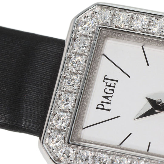 PIAGET Watches Quartz G0A34502 P10691 K18WG, leather Silver Mini Protocol Diamond Bezel white dial Women Used Authentic