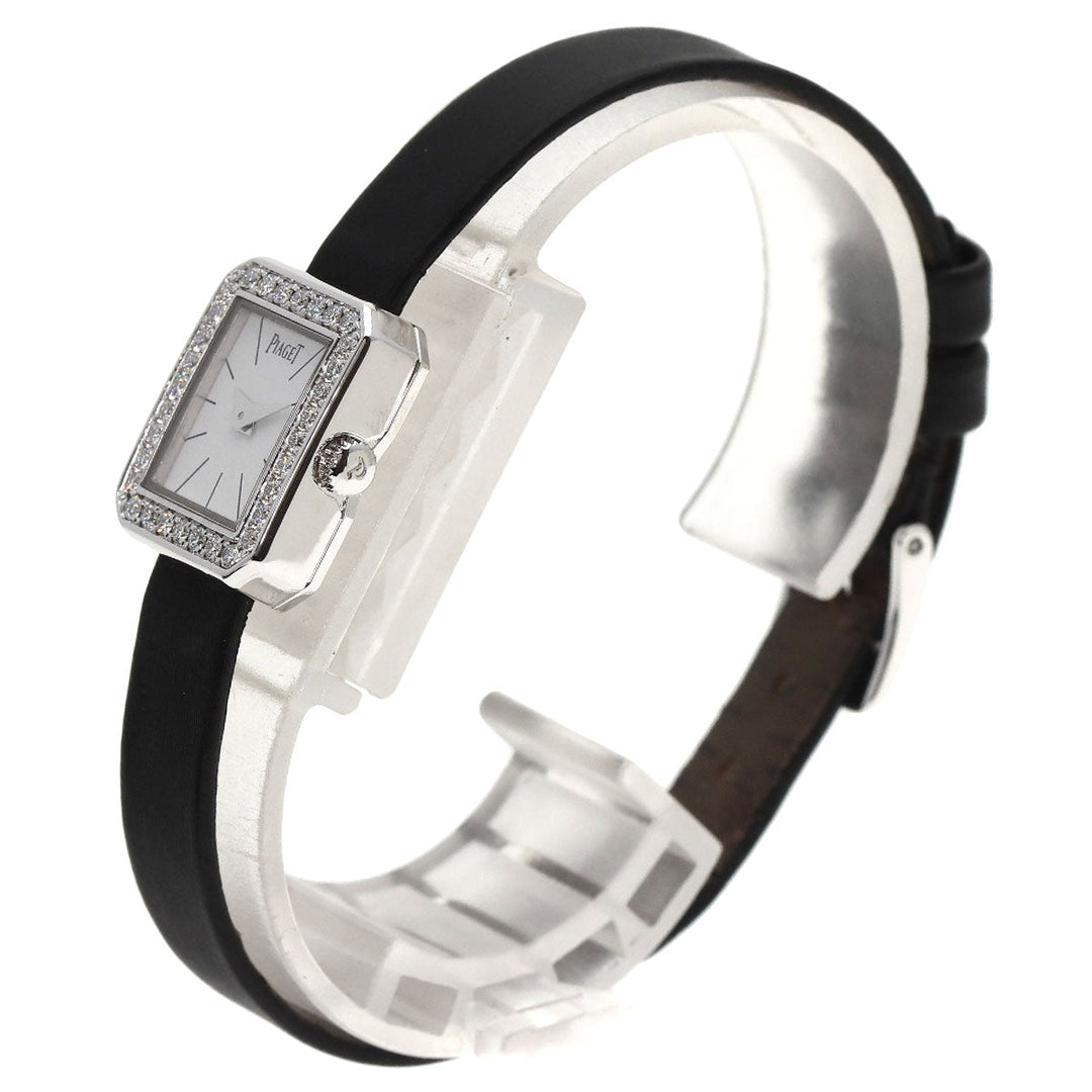 PIAGET Watches Quartz G0A34502 P10691 K18WG, leather Silver Mini Protocol Diamond Bezel white dial Women Used Authentic