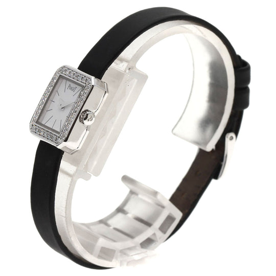PIAGET Watches Quartz G0A34502 P10691 K18WG, leather Silver Mini Protocol Diamond Bezel white dial Women Used Authentic