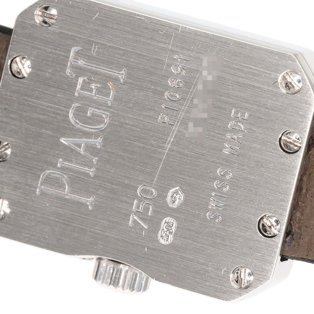 PIAGET Watches Quartz G0A34502 P10691 K18WG, leather Silver Mini Protocol Diamond Bezel white dial Women Used Authentic