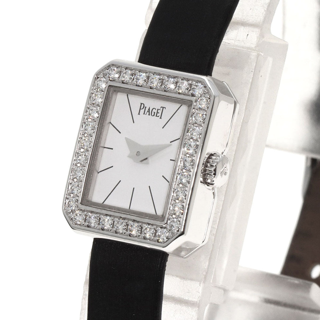 PIAGET Watches Quartz G0A34502 P10691 K18WG, leather Silver Mini Protocol Diamond Bezel white dial Women Used Authentic