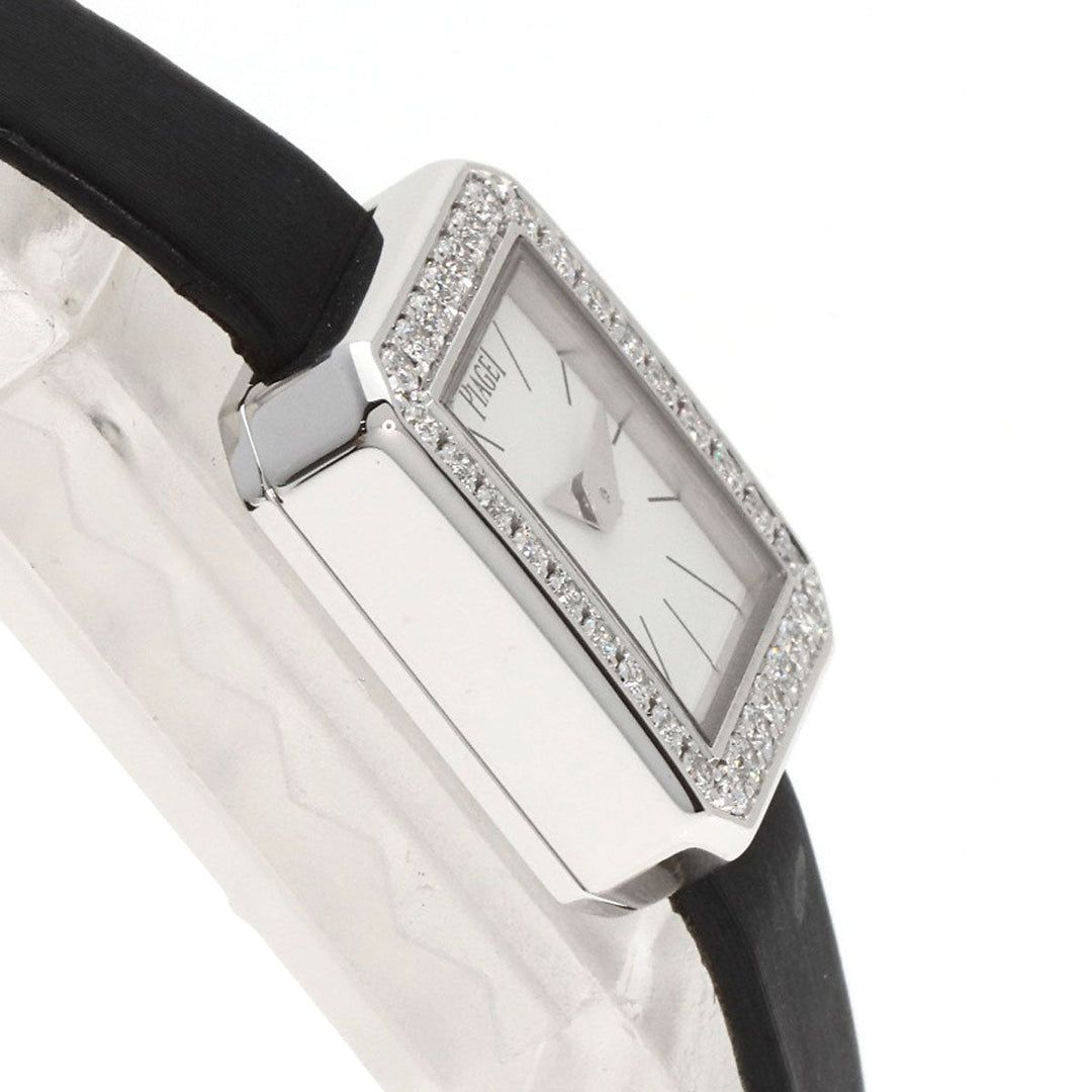 PIAGET Watches Quartz G0A34502 P10691 K18WG, leather Silver Mini Protocol Diamond Bezel white dial Women Used Authentic