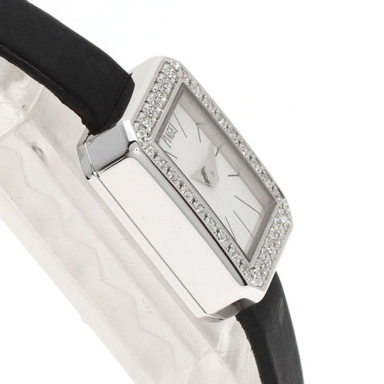 PIAGET Watches Quartz G0A34502 P10691 K18WG, leather Silver Mini Protocol Diamond Bezel white dial Women Used Authentic