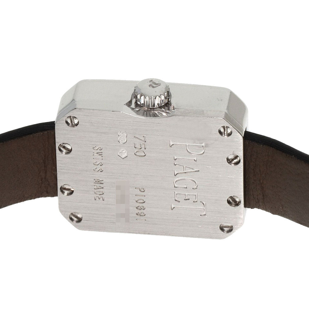 PIAGET Watches Quartz G0A34502 P10691 K18WG, leather Silver Mini Protocol Diamond Bezel white dial Women Used Authentic