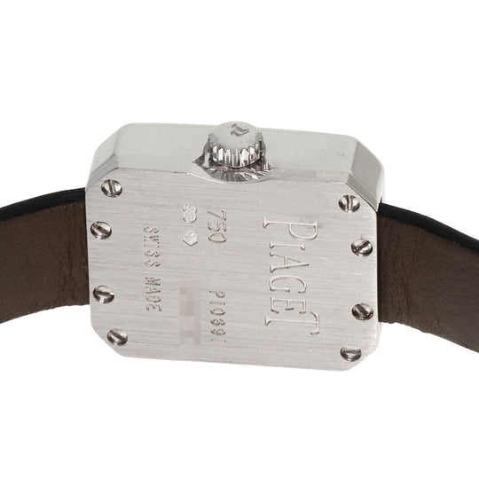 PIAGET Watches Quartz G0A34502 P10691 K18WG, leather Silver Mini Protocol Diamond Bezel white dial Women Used Authentic