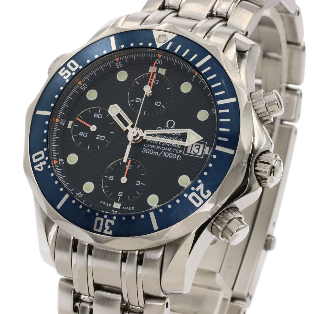 OMEGA Watches Mechanical Automatic 2599.80 Stainless Steel , Stainless Steel Silver Seamaster Chrono Diver Navy dial mens Used Authentic