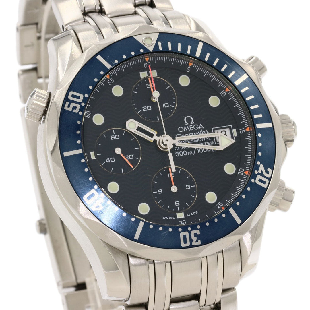OMEGA Watches Mechanical Automatic 2599.80 Stainless Steel , Stainless Steel Silver Seamaster Chrono Diver Navy dial mens Used Authentic