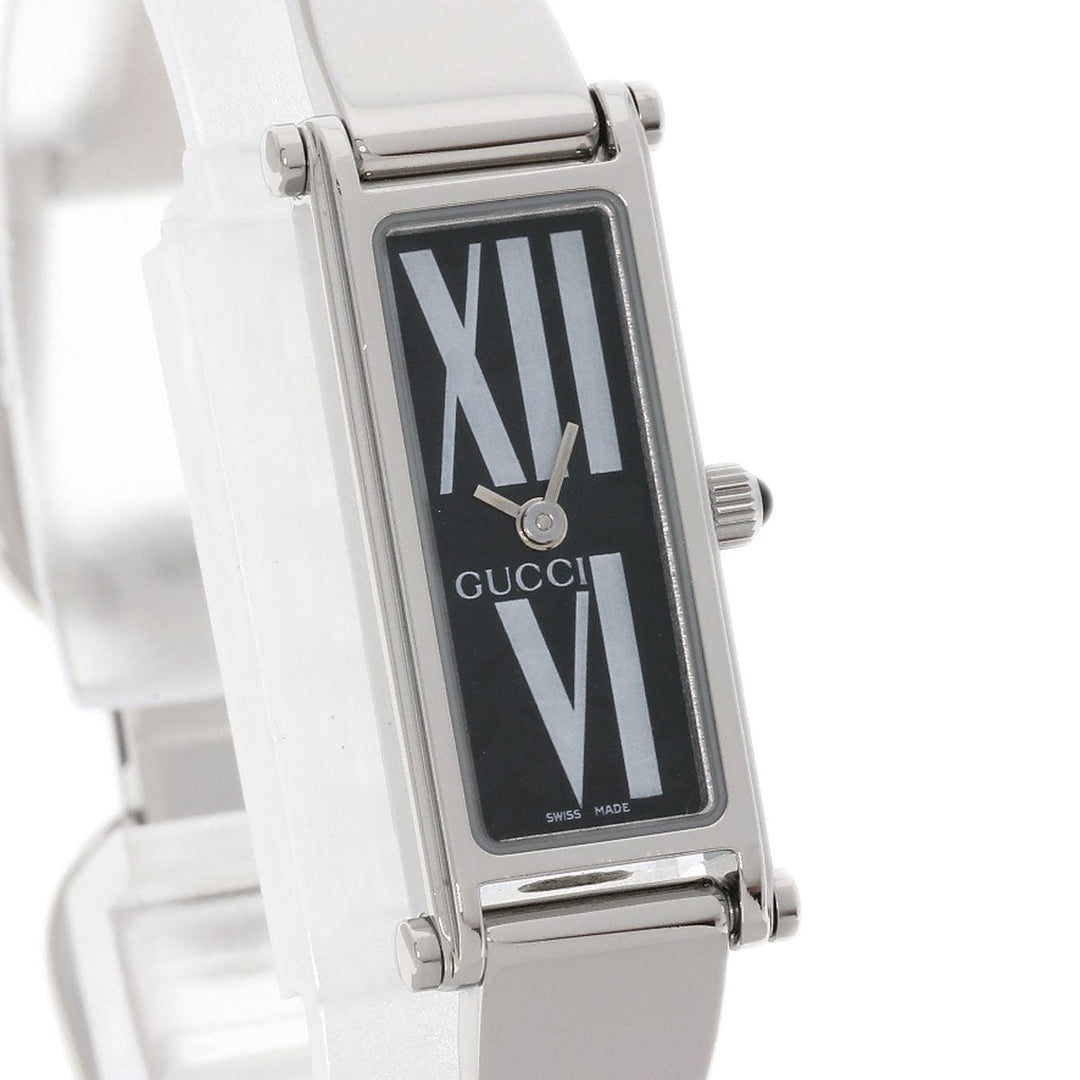 GUCCI Watches Quartz 1500L Stainless Steel , Stainless Steel Silver Square face black dial Women Used Authentic