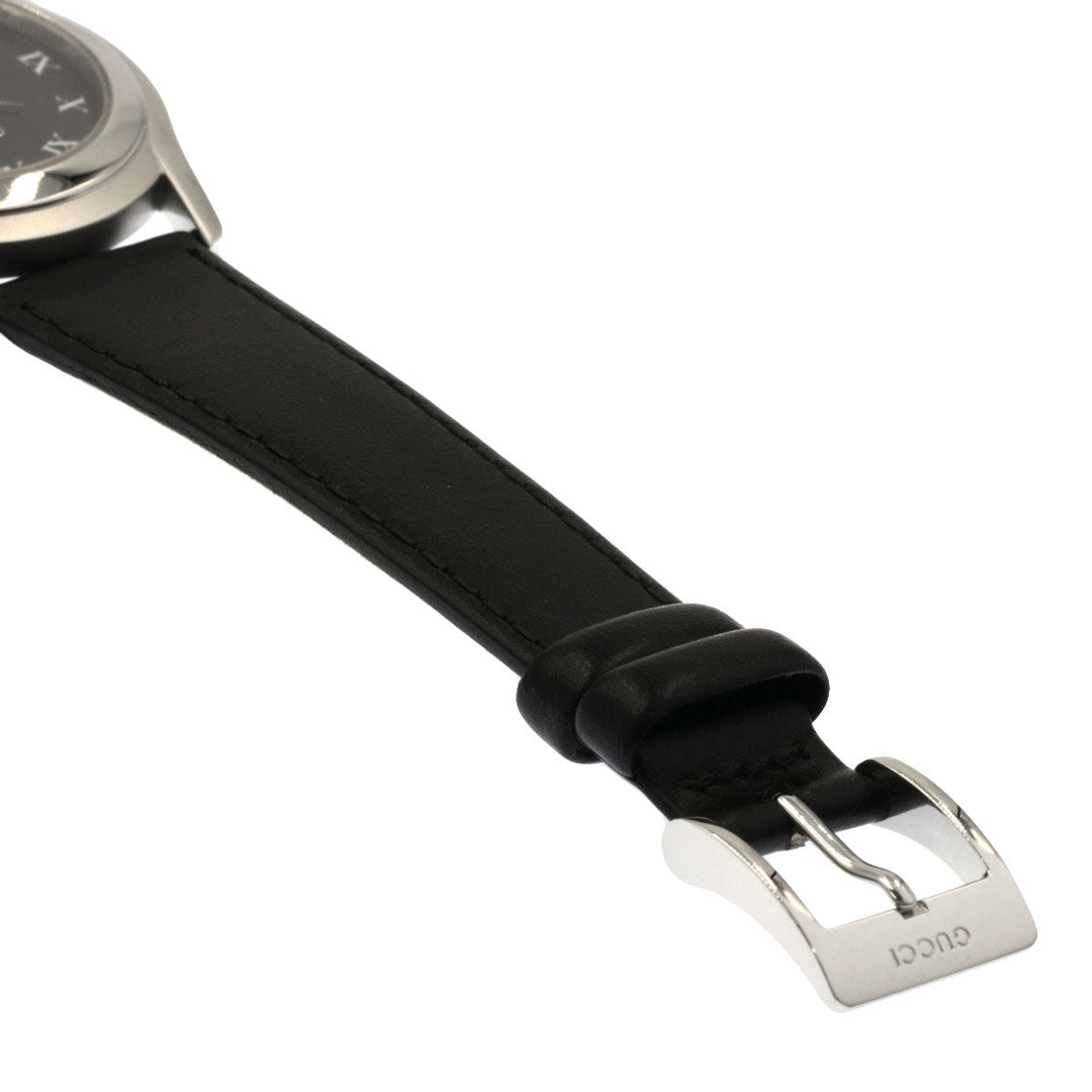 GUCCI Watches Quartz Stainless Steel, Leather Silver 5500M black dial mens Used Authentic